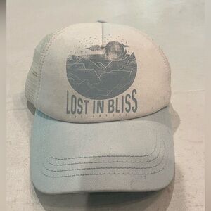 Billabong baby blue and white “Lost in Bliss” trucker hat.